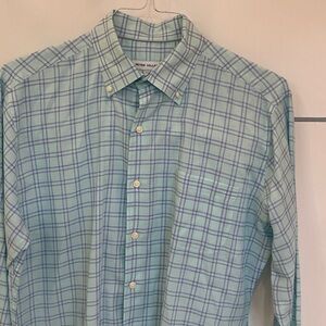 Peter Millar Light Blue and Purple Plaid Shirt